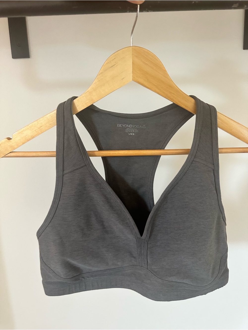 Beyond Yoga Charcoal V-Neck Racerback Sports Bra